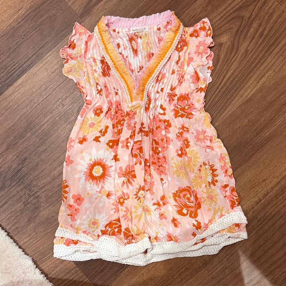 Poupette St. Barth Pink and Orange Floral Dress